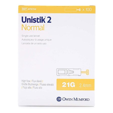 Owen Mumford AT0702 Unistik 2 Normal Flow Lancet Needle 100/BX