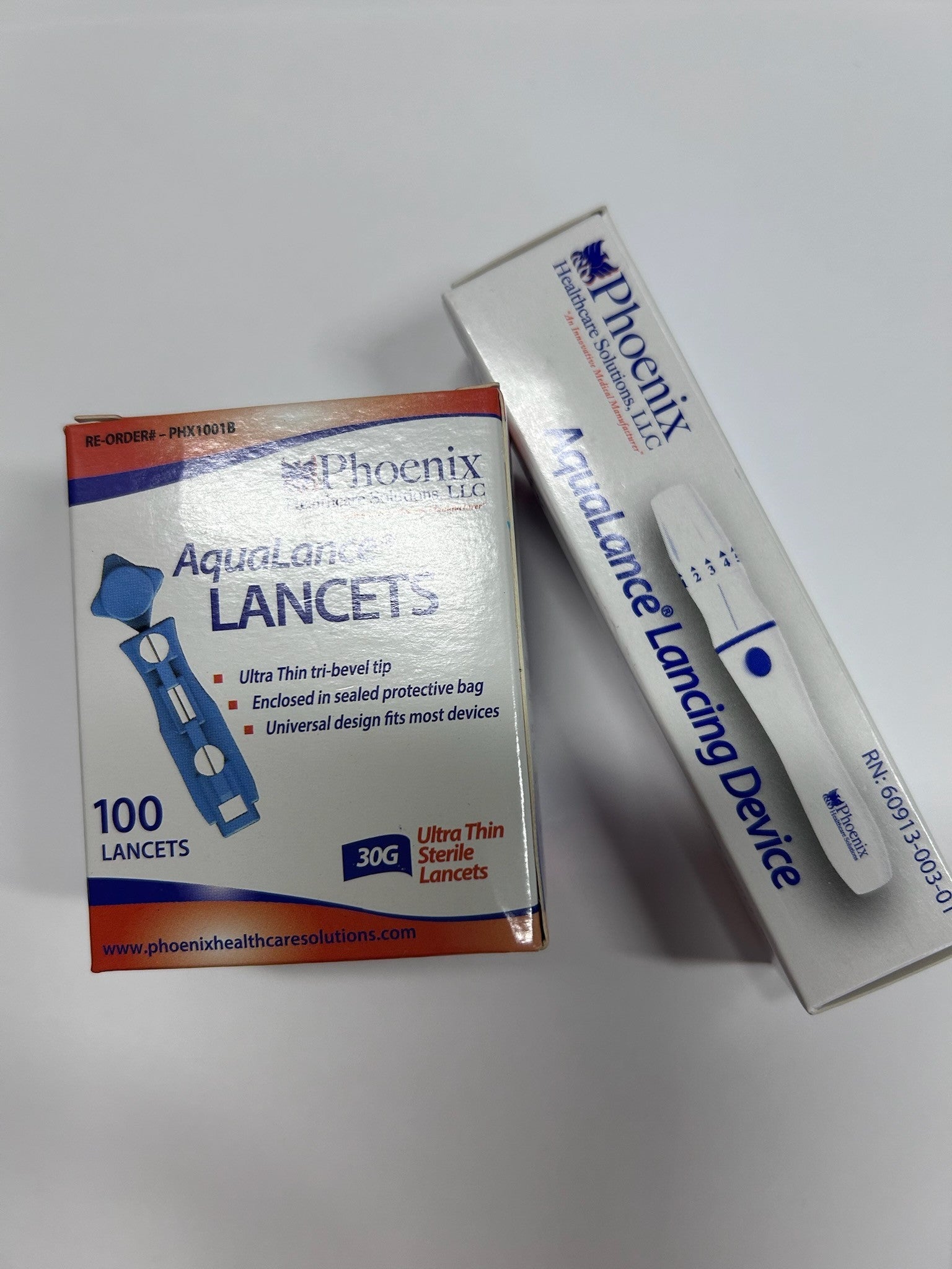 Aqualance Lancing Device & 100 lancets (2 Packs of lancets)