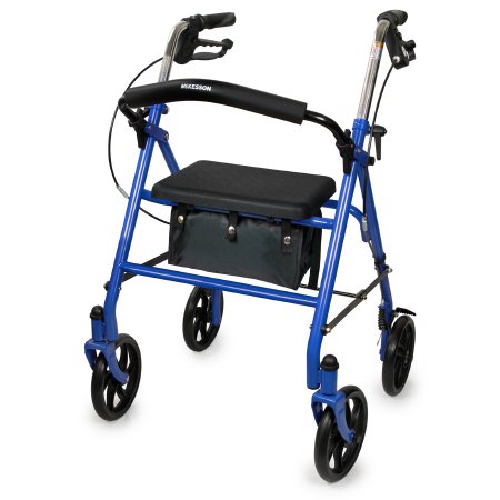 Walker 4 Wheel  Blue Folding Steel Frame